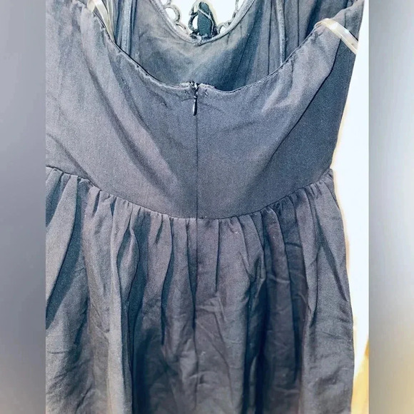 JUDITH MARCH TIE FRONT STRAPLESS A LINE PLEATED ZIP UP MINI DRESS IN BLSCK M - Picture 11 of 16